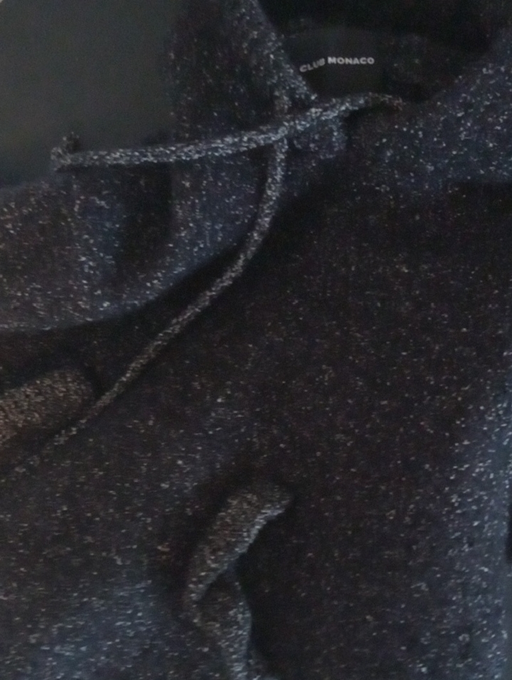 Club Monaco Black Wool/Cotton Knit Hoodie